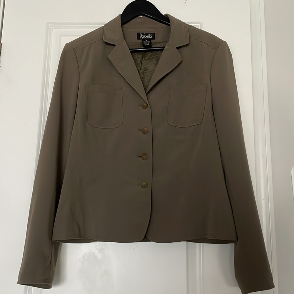 Rafaella Suit Pants Jacket Women Size 10 Deep Olive Fitted Straight Leg Career - Picture 8 of 16